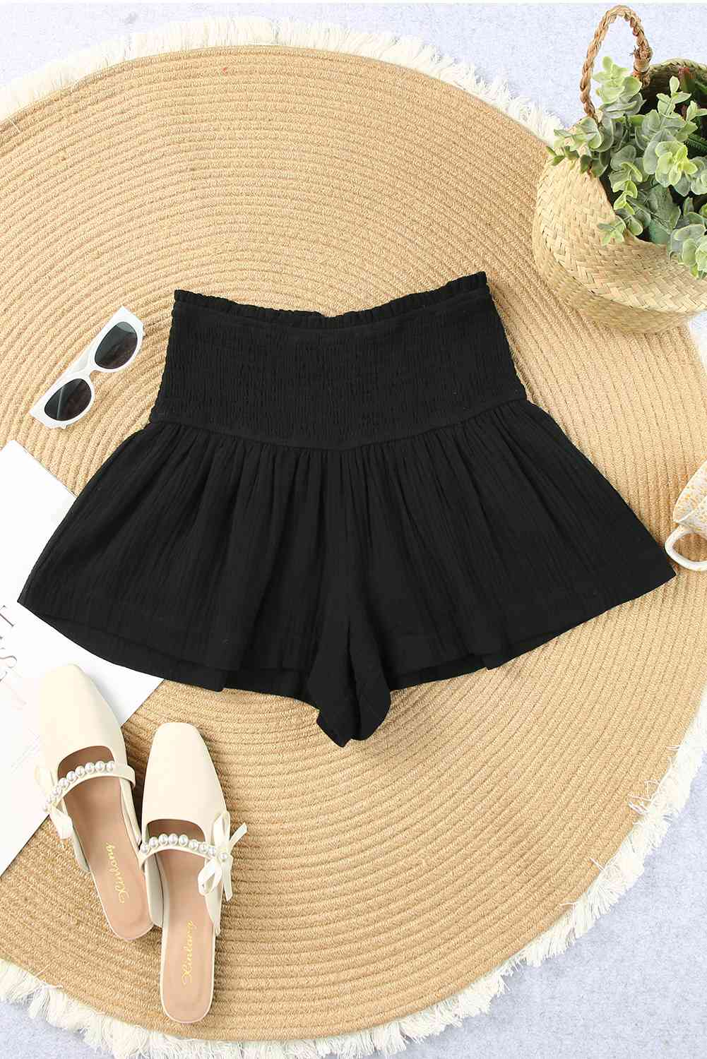 Smocked Waist Culotte Shorts