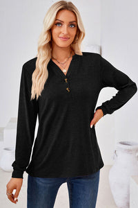 Notched Long Sleeve T-Shirt