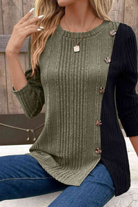 Contrast Long Sleeve Knit Top