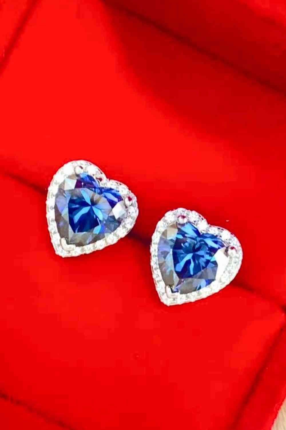 4 Carat Heart-Shaped Moissanite Stud Earrings