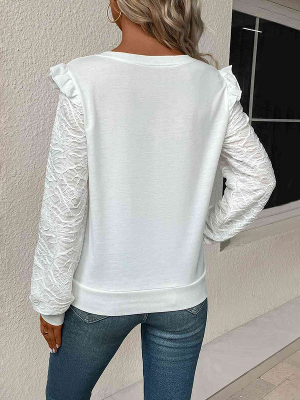 Textured V-Neck Long Sleeve Top