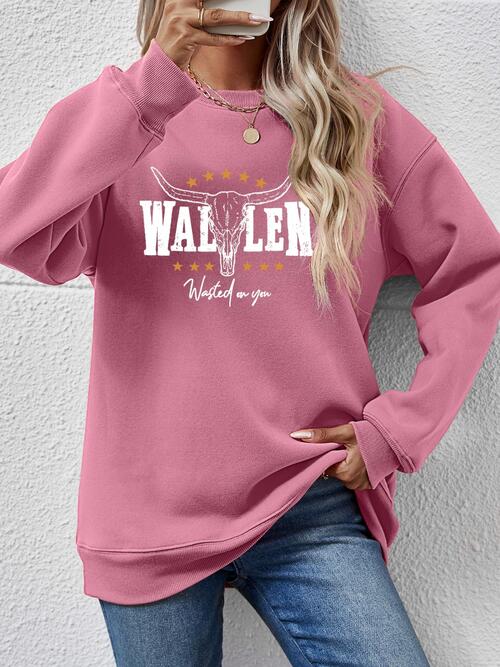 Graphic Dropped Shoulder Round Neck Sweatshirt