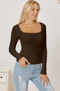 Square Neckline Long Sleeve T-Shirt