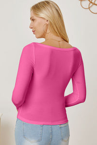 Square Neckline Long Sleeve T-Shirt