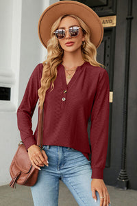 Notched Long Sleeve T-Shirt