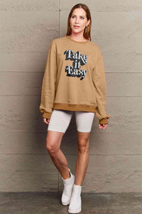 Full Size TAKE IT EASY Graphic Sweatshirt