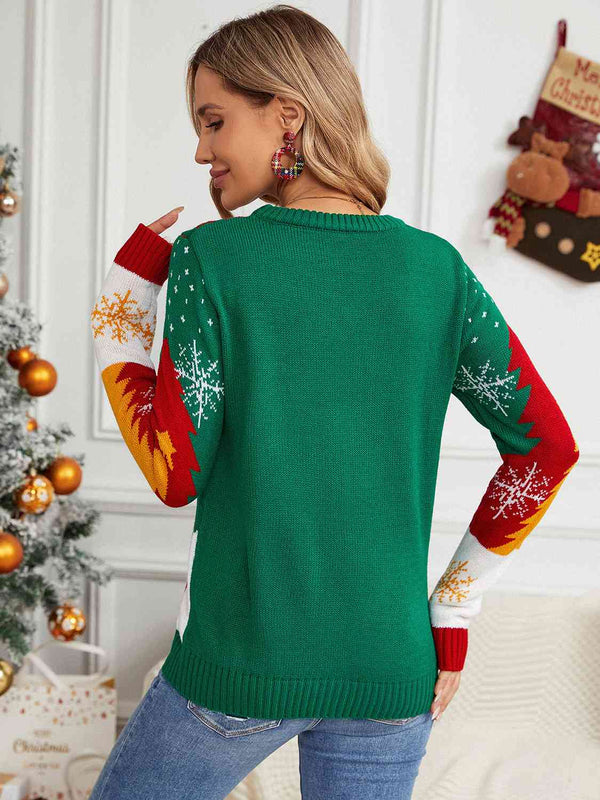 Believing Printed Round Neck Long Sleeve Sweater