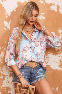 Printed Long Sleeve Collared Shirt