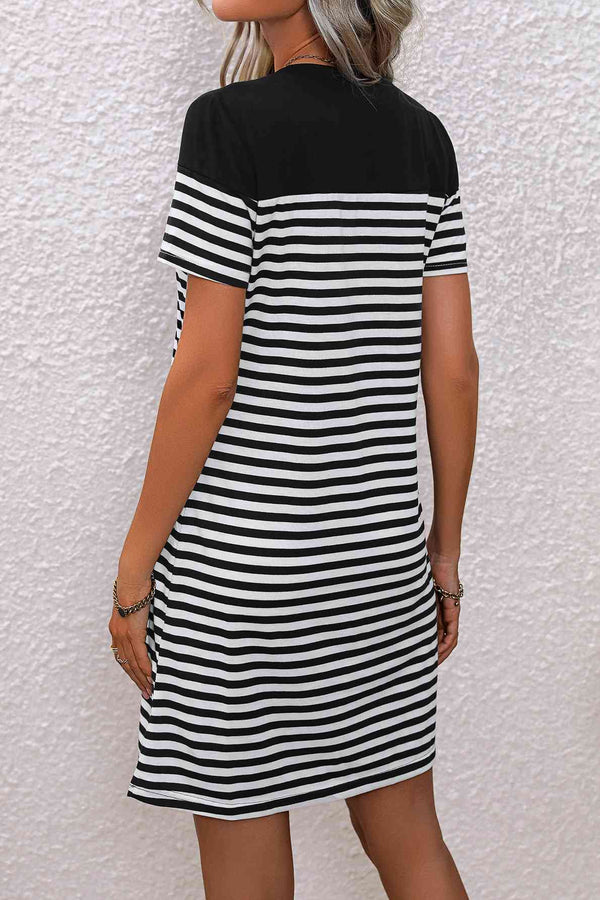 Striped Heart Short Sleeve Dress