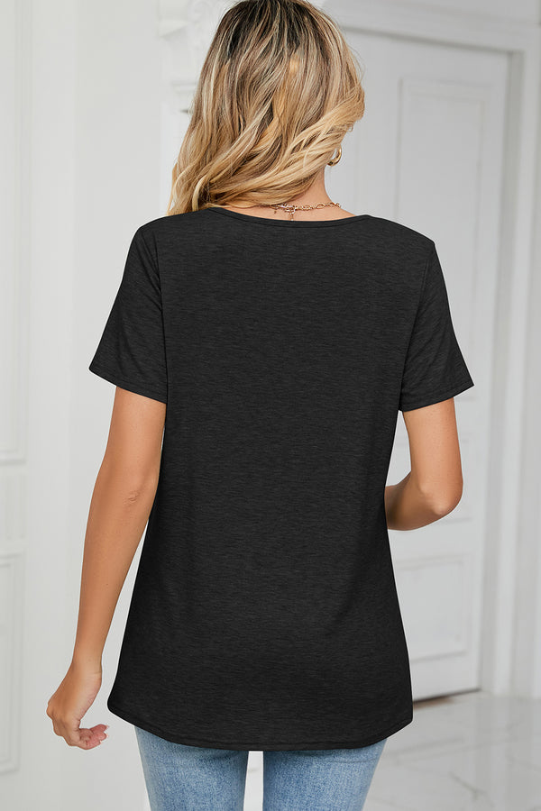 Ruched Heathered Short Sleeve T-Shirt