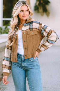 Plaid Collared Neck Button Down Jacket