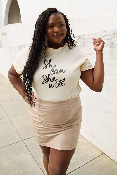 Full Size SHE CAN SHE WILL Short Sleeve T-Shirt