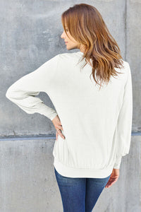 Full Size V-Neck Lantern Sleeve Top