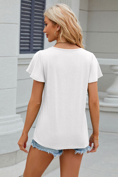 Flutter Sleeve V-neck T-Shirt