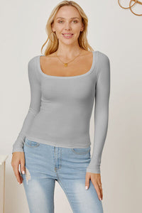 Square Neckline Long Sleeve T-Shirt