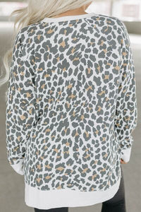 Leopard Round Neck Long Sleeve T-Shirt