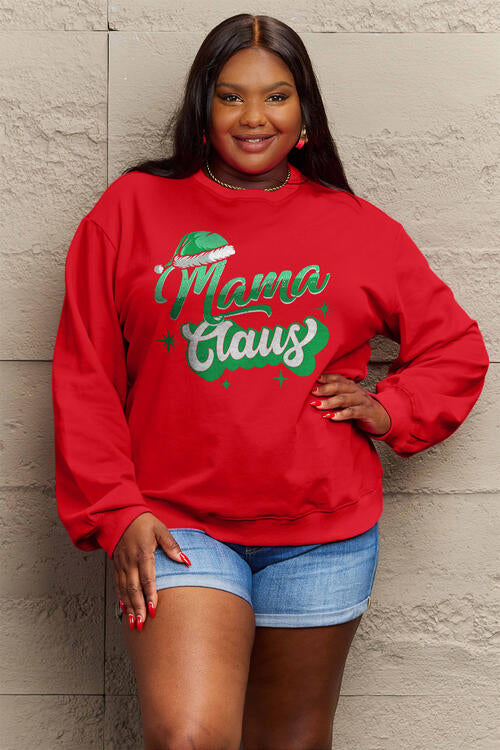 Full Size MAMA CLAUS Round Neck Sweatshirt