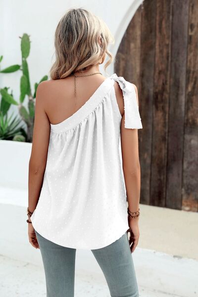 Swiss Dot Single Shoulder Tank