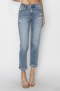 Full Size High Waist Distressed Cropped Jeans