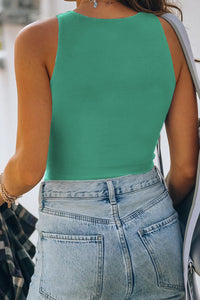 Ribbed Round Neck Cropped Tank