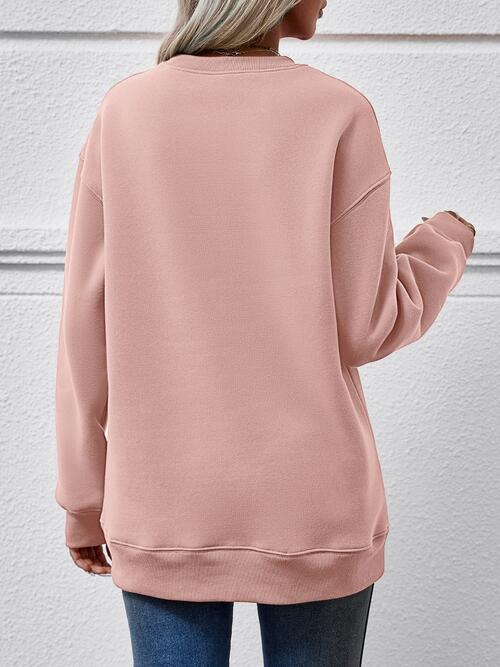 Graphic Dropped Shoulder Round Neck Sweatshirt