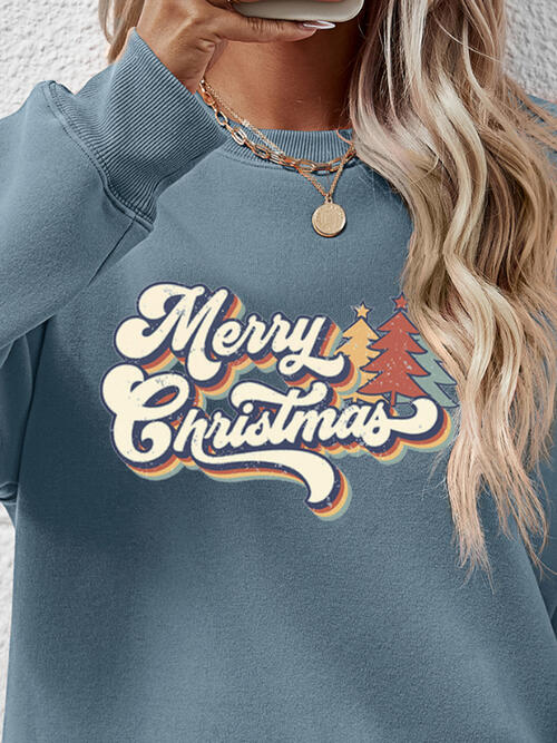 Christmas Letter Graphic Round Neck Sweatshirt