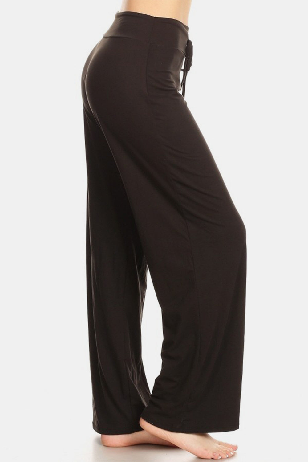 High Waist Drawstring Wide Leg Pants