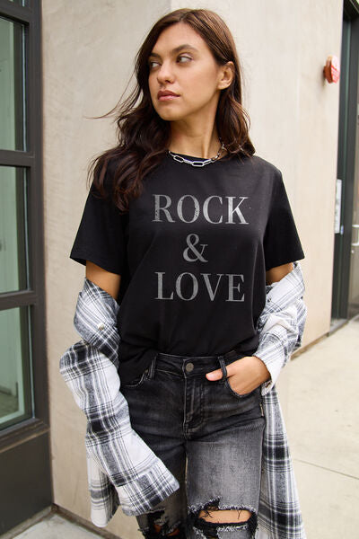 Full Size ROCK ＆ LOVE Short Sleeve T-Shirt