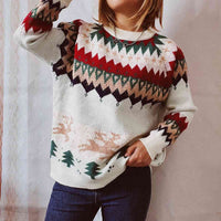 Christmas Element Round Neck Long Sleeve Sweater