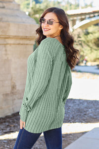 Full Size Ribbed Round Neck Long Sleeve Knit Top