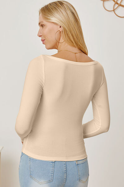 Square Neckline Long Sleeve T-Shirt