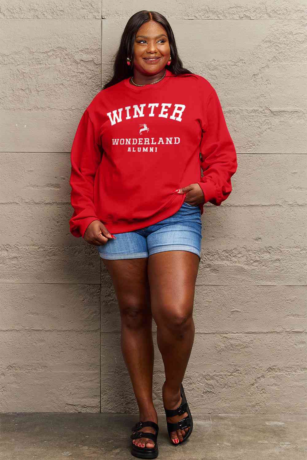 Full Size WINTER WONDERLAND ALUMNI Graphic Long Sleeve Sweatshirt