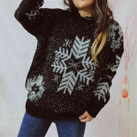 Large Snowflake Pattern Long Sleeve Sweater