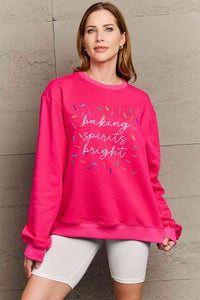 Full Size Letter Graphic Round Neck Long Sleeve Sweatshirt