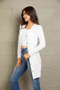 Button Down Long Sleeve Longline Cardigan