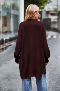 Dropped Shoulder Open Front Longline Cardigan