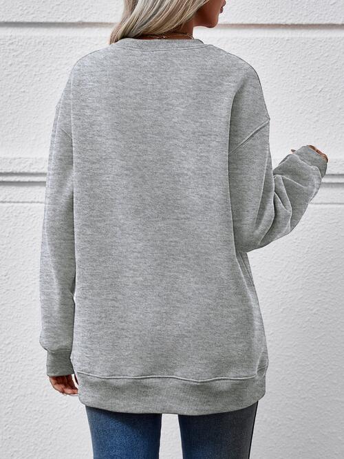 Graphic Dropped Shoulder Round Neck Sweatshirt