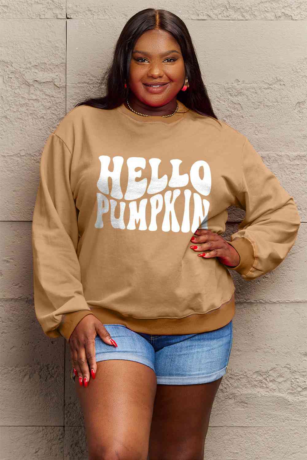 Full Size HELLO PUMPKIN Graphic Sweatshirt