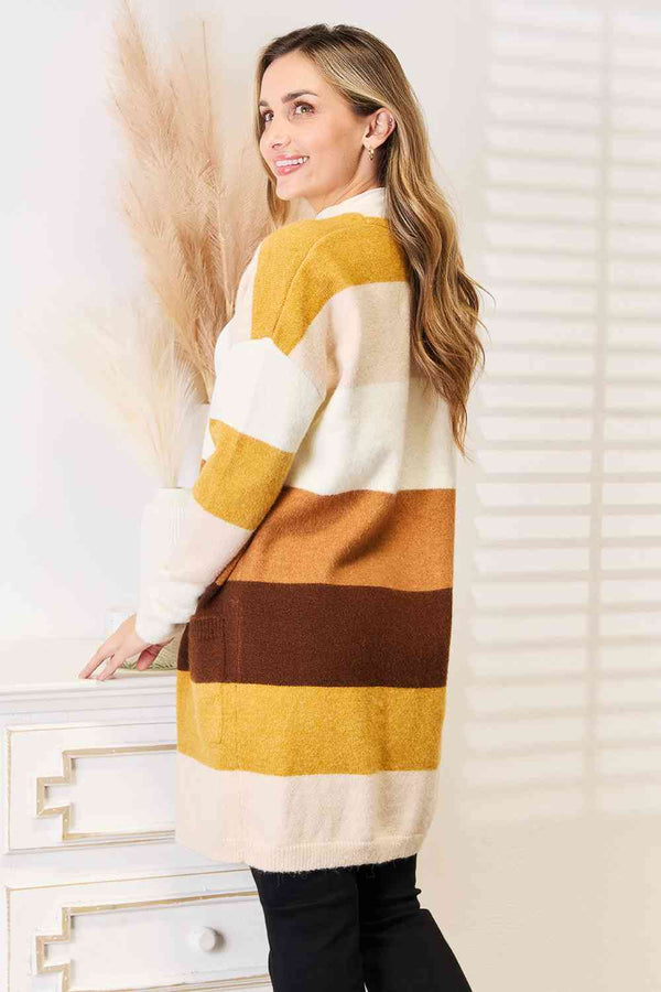 Color Block Dropped Shoulder Cardigan