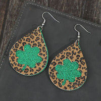 Leopard Hollowed Leather Teardrop Earrings