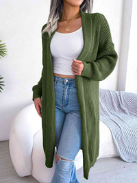 Open Front Longline Dropped Shoulder Cardigan