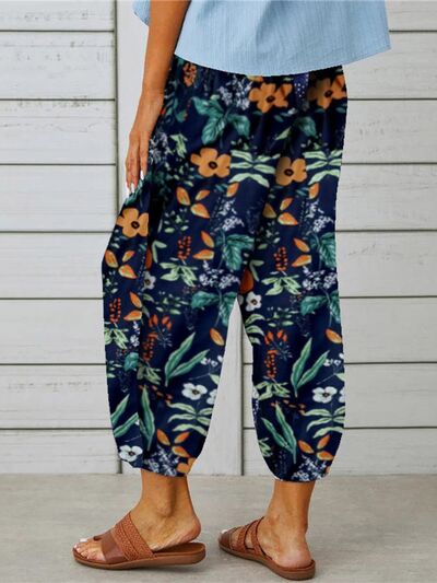 Printed Tied Cropped Pants