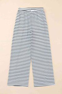 Striped Drawstring Waist Wide Leg Pants