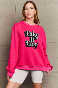 Full Size TAKE IT EASY Graphic Sweatshirt