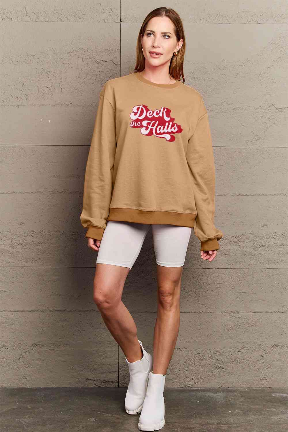 Full Size DECK THE HALLS Graphic Sweatshirt