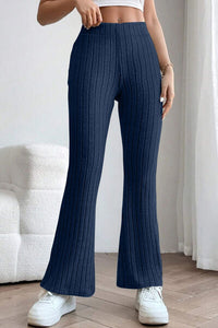 Full Size Ribbed High Waist Flare Pants