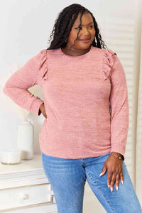 Ruffle Shoulder Long Sleeve T-Shirt