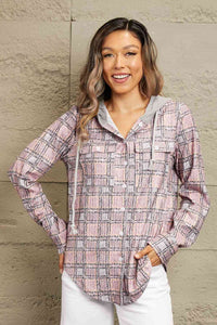 Plaid Long Sleeve Hooded Jacket