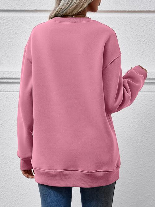 Graphic Dropped Shoulder Round Neck Sweatshirt