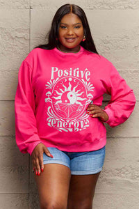 Full Size POSITIVE ENERGY Graphic Sweatshirt